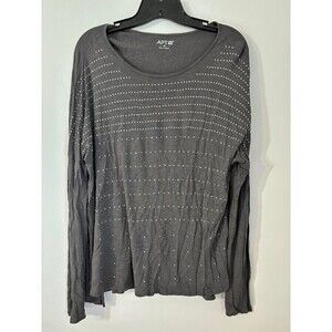 Apt9 Grey Long Sleeve Studded Loose fit Blouse size xl